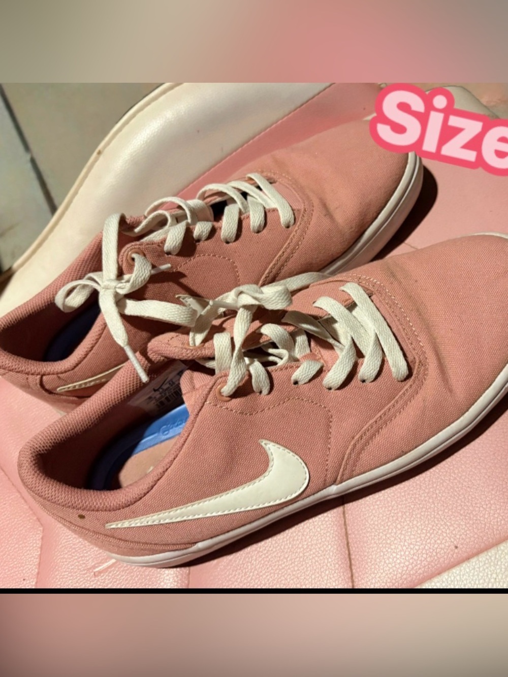 Nike Women’s Pink Canvas Sneakers with White Swoosh